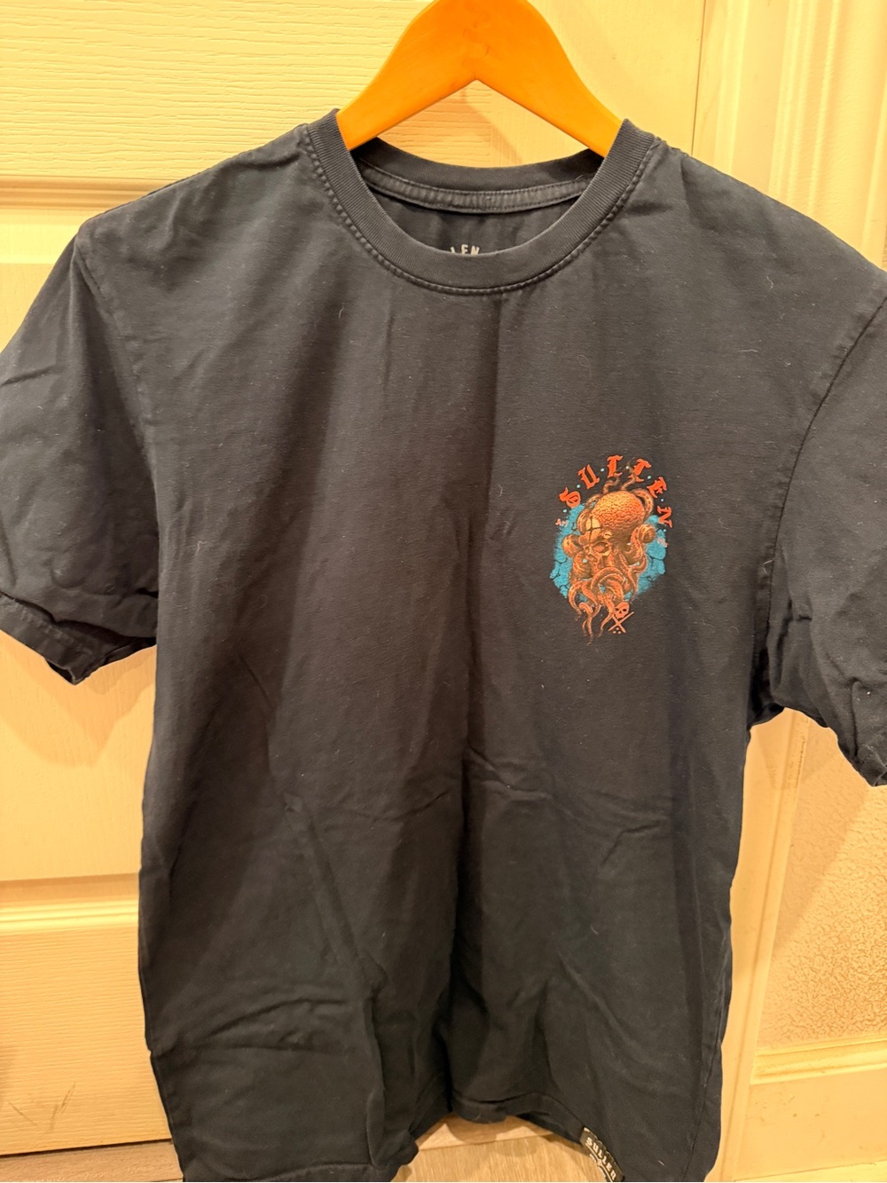 Men's Sullen Black Graphic Tee with Orange Octopus Print